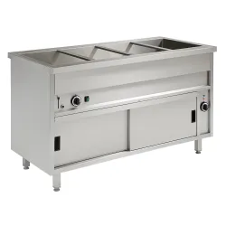 Free standing bain marie with cupboard 4xGN 1/1, with common temperature control