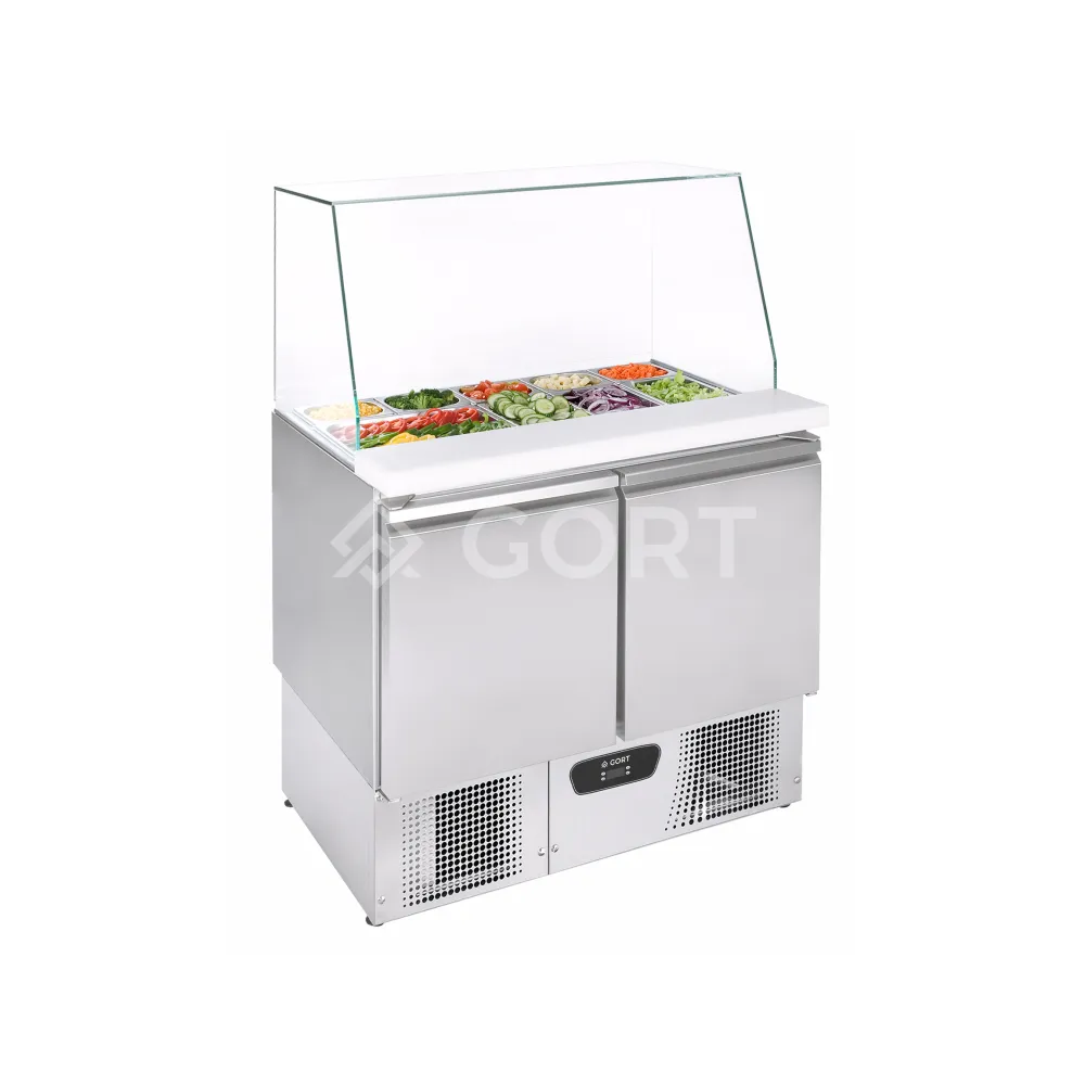 Salad refrigerated counter with glass overshelf GN1/1 104L
