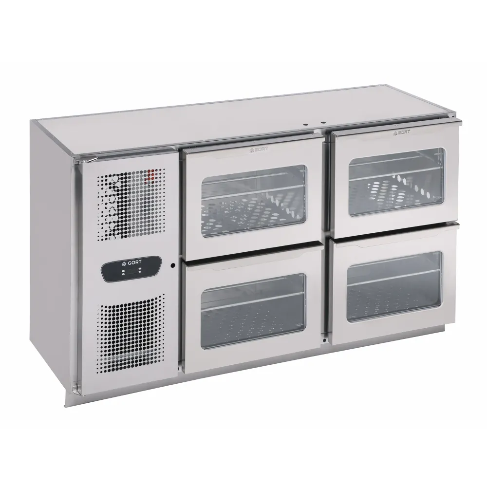 Bar cooler with glass drawer sections 158L