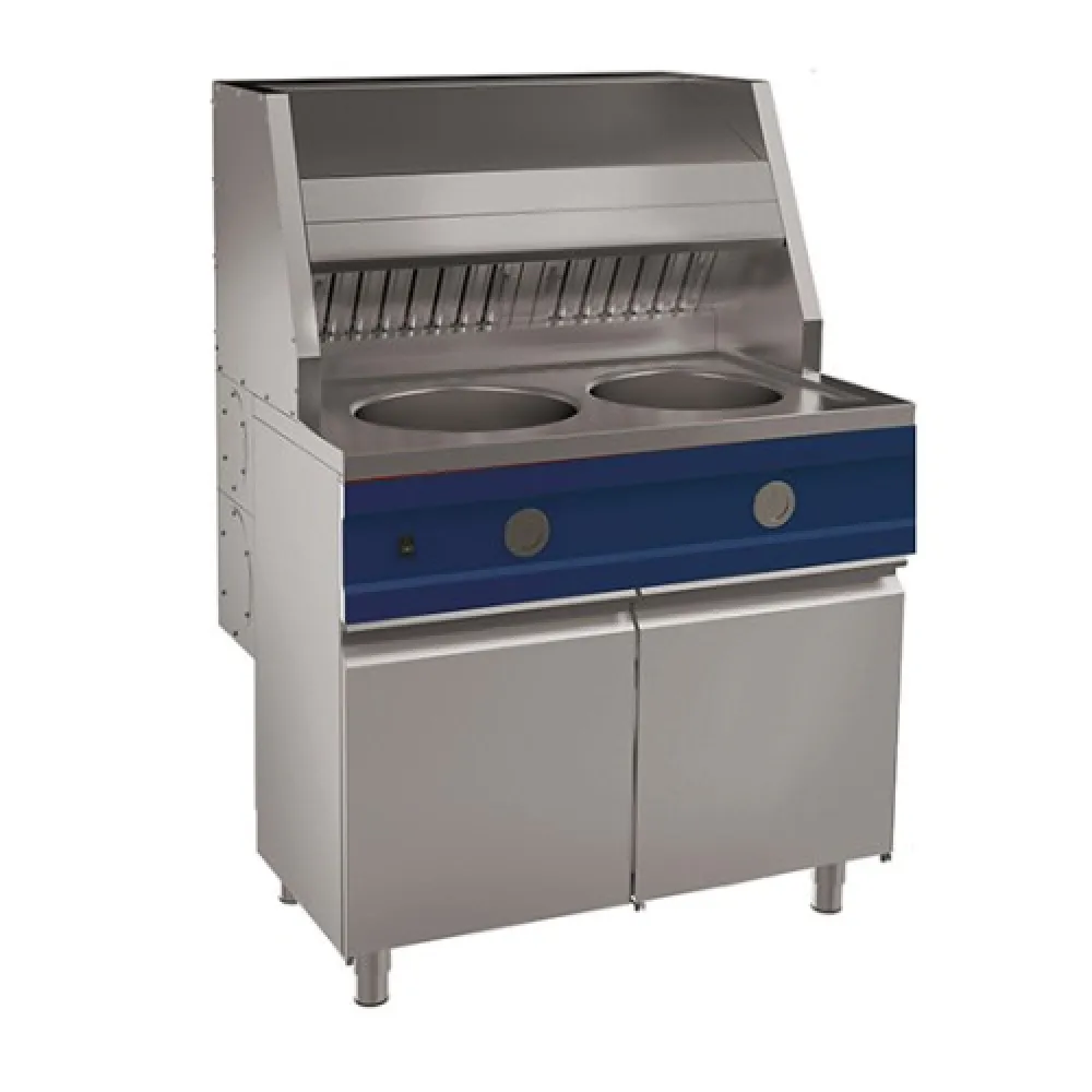 Gas fryer 2x 13 liters on base with door