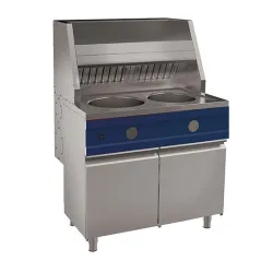 Gas fryer 2x 13 liters on base with door