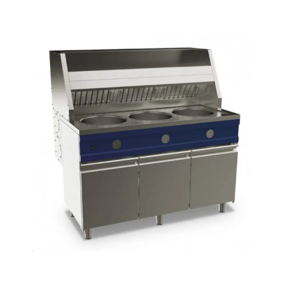 Gas fryer 3 x 13 liters on base with door
