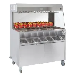French fries holding station trolley with 6 GN containers