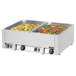 Chafing dish 2 GN1/1 with 2 drain taps