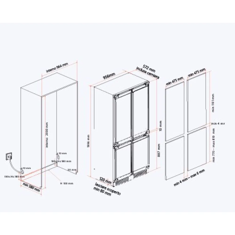 Four door built-in panel-ready refrigerator R96BICD