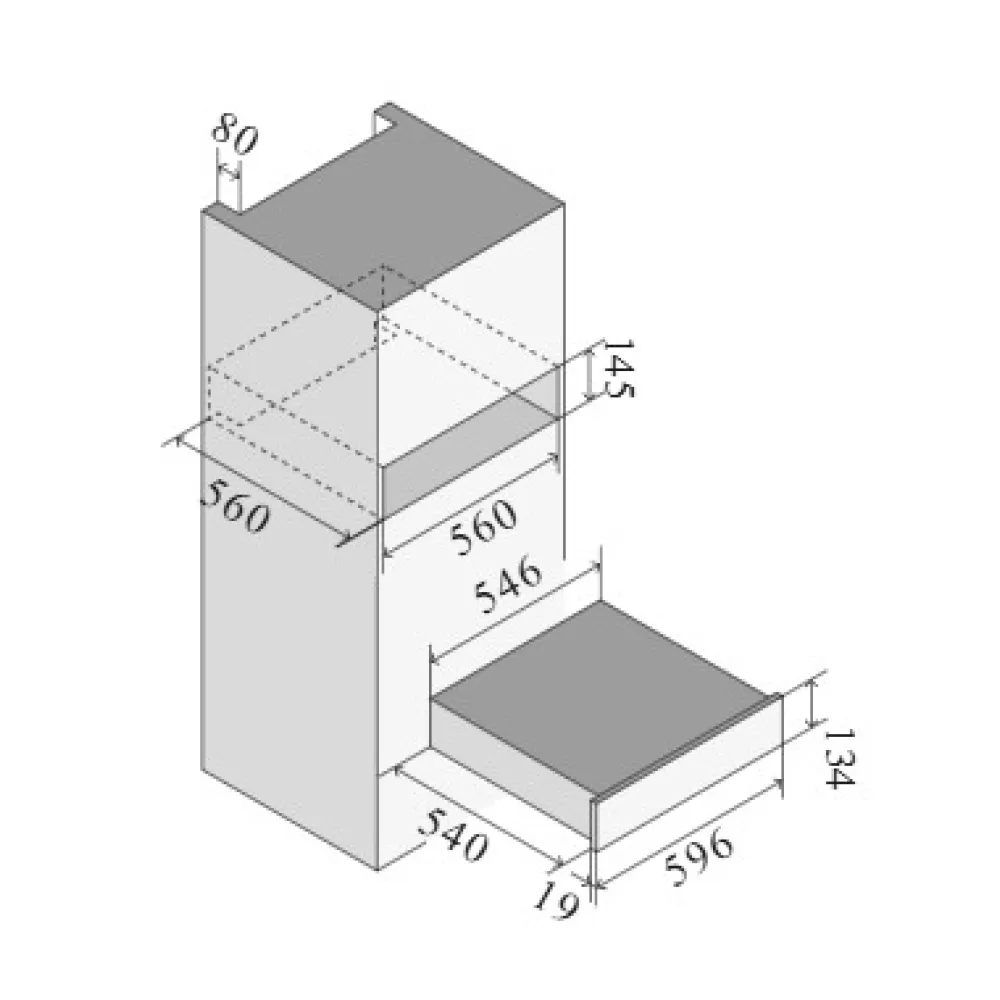 Built-in heated drawer, black glossy stainless steel, 60 cm, 40-80°C Ilve 615GWDPP
