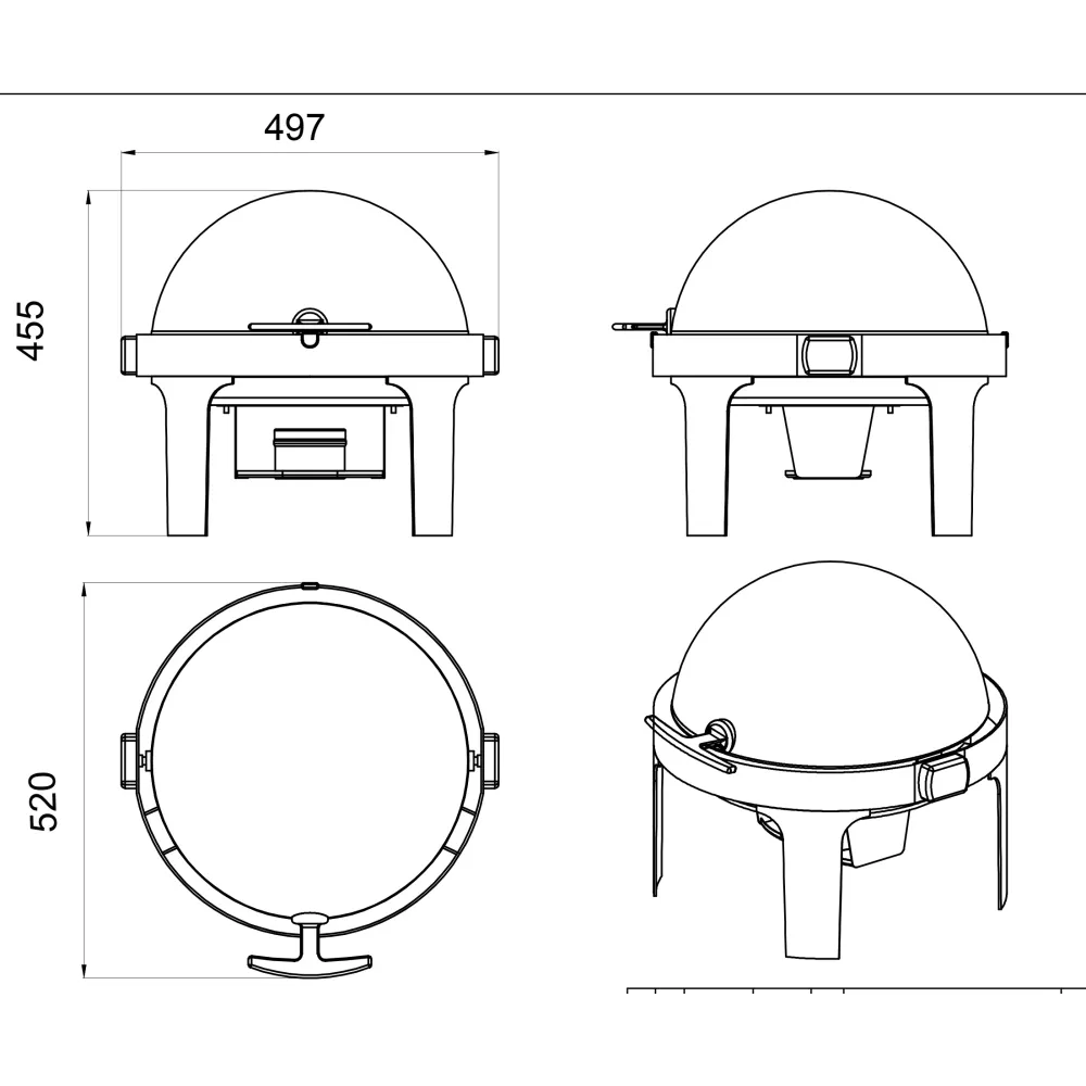 Round chafing dish Roll-Top CD6504