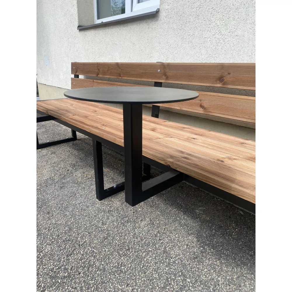 Outdoor Bench with Fixed Tables