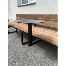 Outdoor Bench with Fixed Tables