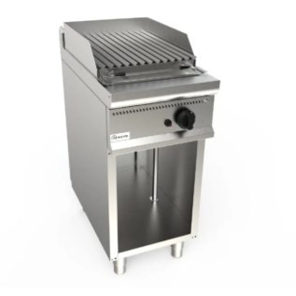 Lavastone ribbed gas griddle with neutral cabinet L7/BS1BA