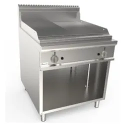 Gas ribbed-smooth griddle with neutral cabinet LADYQ 900 LQ/FTG4BAMC