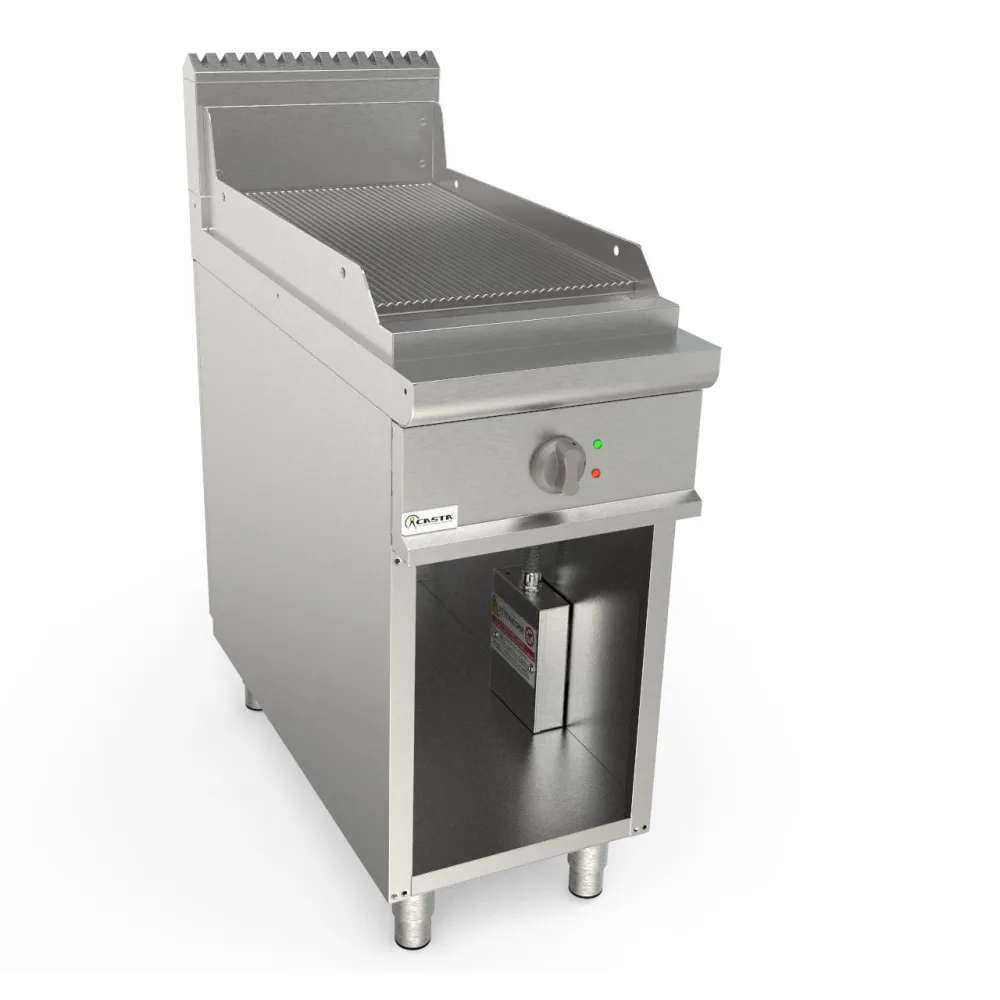 Electric ribbed grill surface with neutral cabinet LADYQ 900 LQ/FTE2BARC
