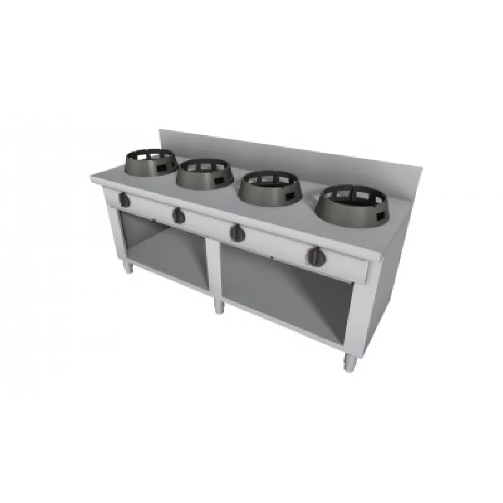 Wok gaz cooking stove with neutral cabinet 2000x700mm LS03150070BA