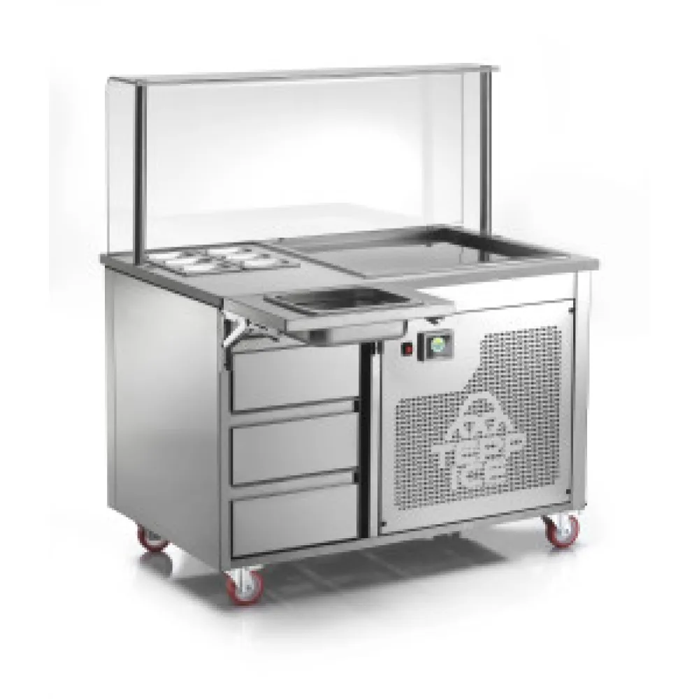 Combined ice cream making machine on wheels with DP/TPICE drop-in version TEPP-ICE TPICE1200