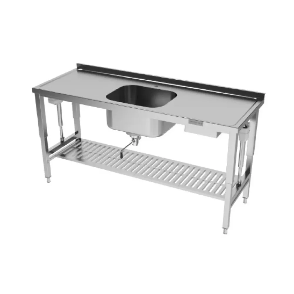Metal table with adjustable height and sink 2100