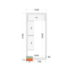 Cold room panels NF 1200 / 2700 / 2120 mm, 80 mm