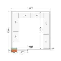 Cold room panels NF 2700 / 2700 / 2120 mm, 80 mm