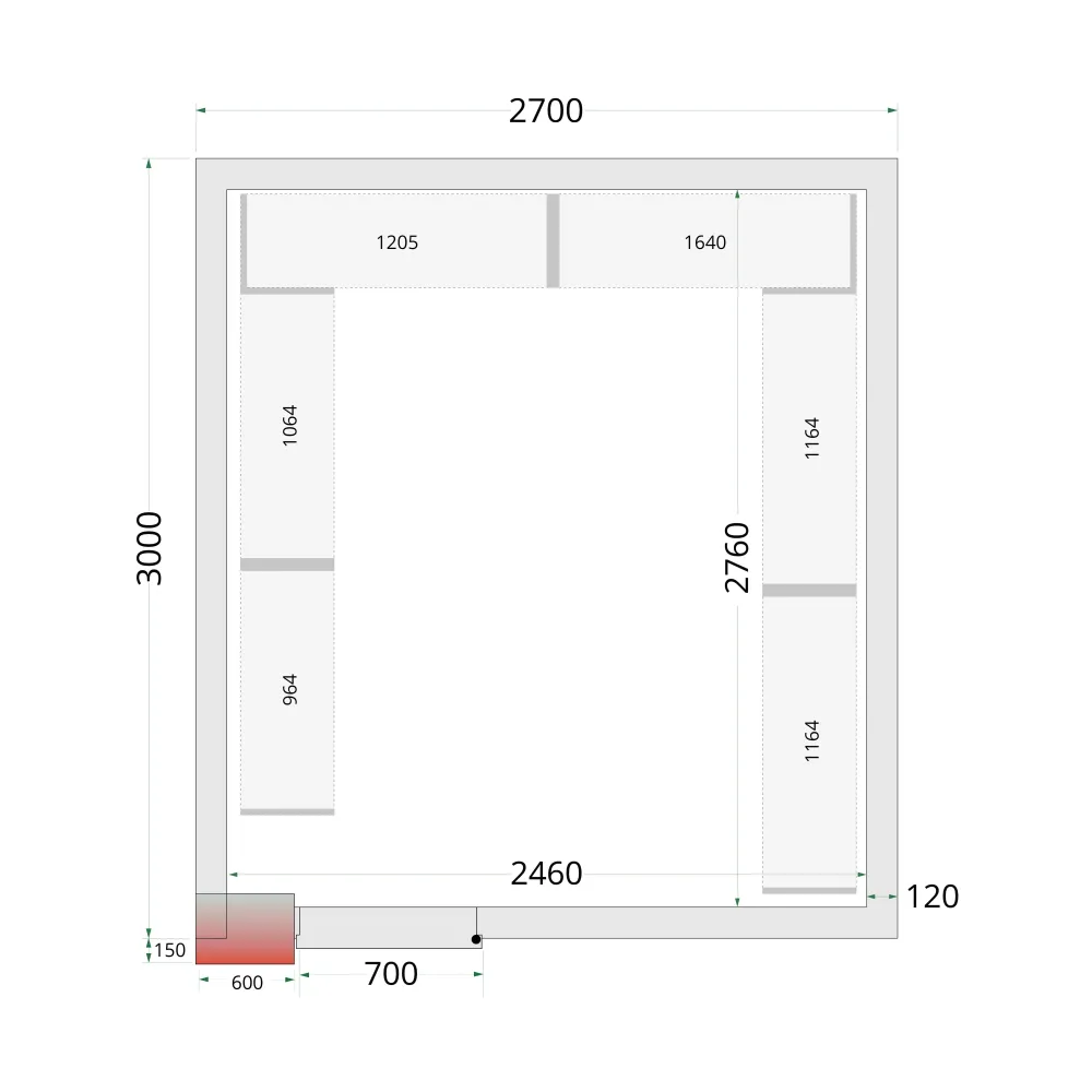 Cold room panels NF 2700 / 3000 / 2120 mm, 80 mm