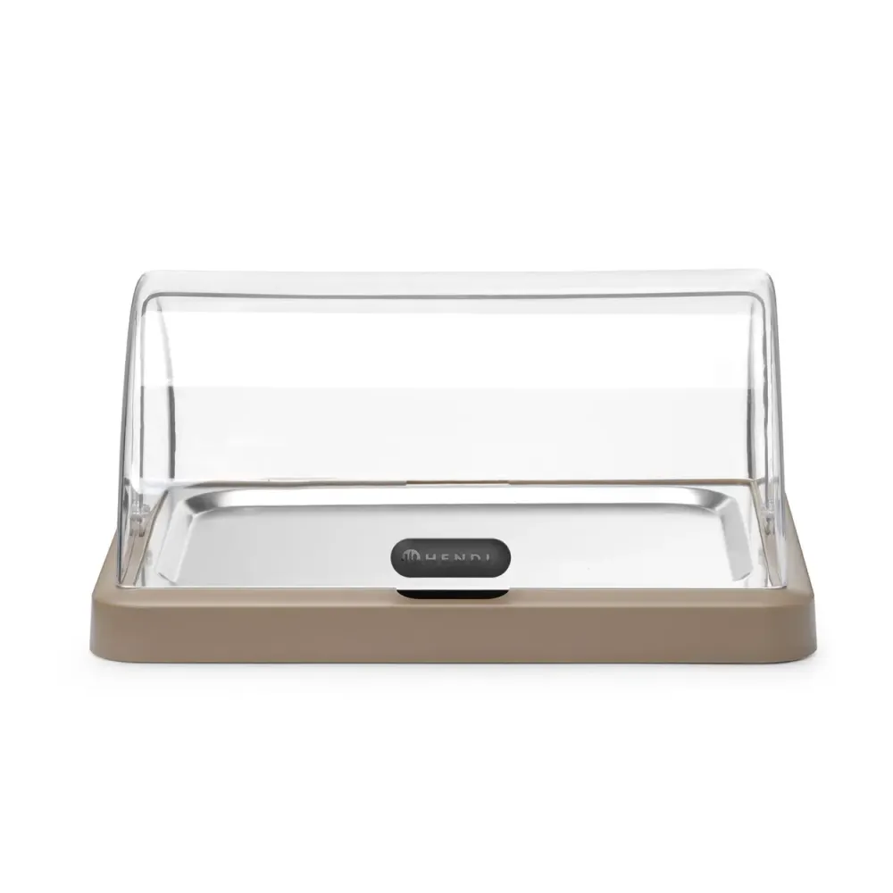Cold display chafing dish with roll-top lid 460×355×(H)220 mm, beige