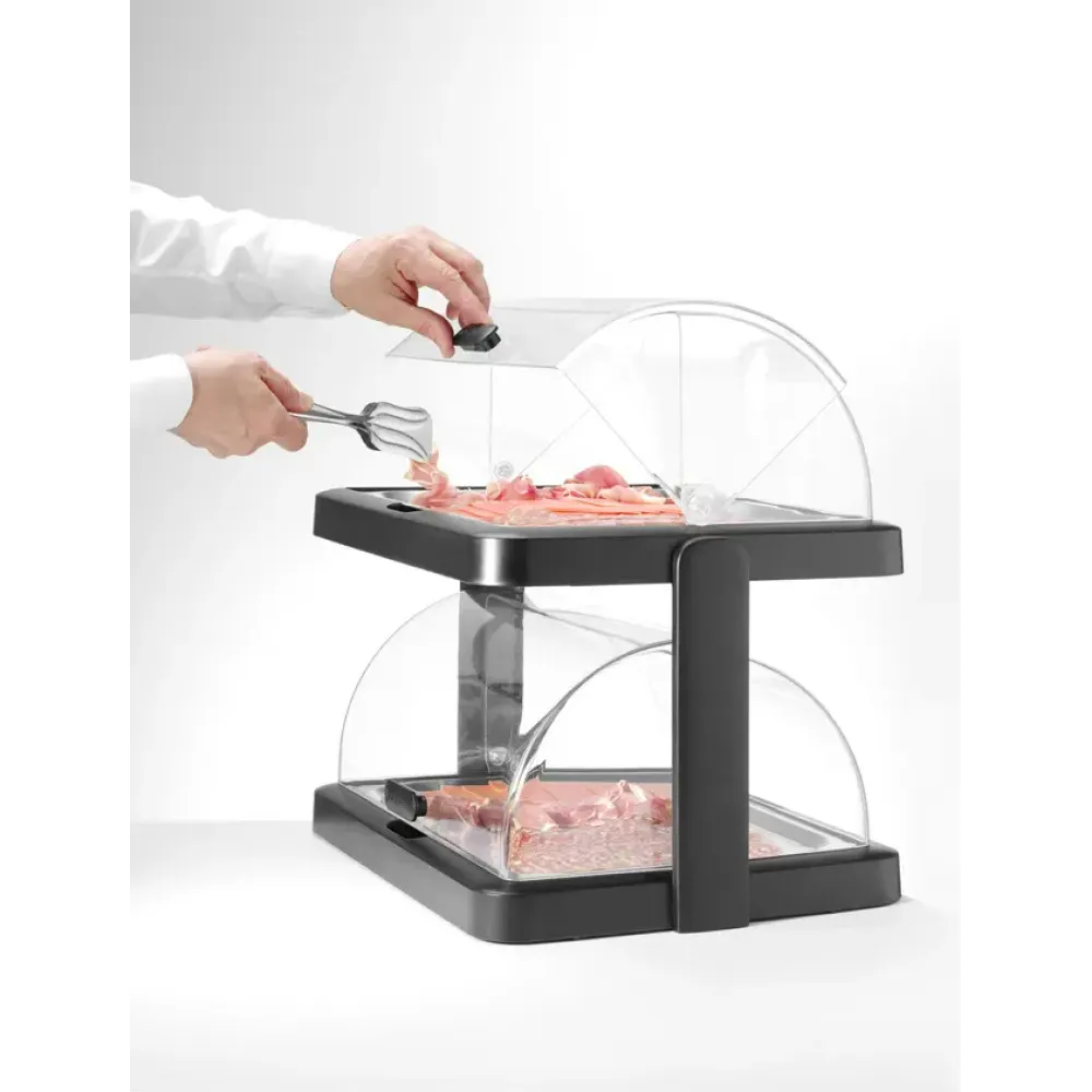 Stylish Cold Display Chafing Dish with Roll-Top Lid