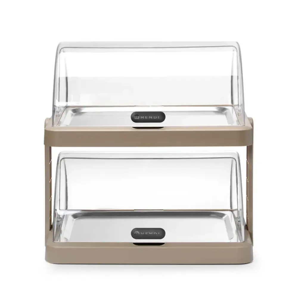 Modern Double Refrigerated Display Well with Roll-Top Lid