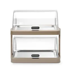 Double refrigerated display well with roll-top lid 480×355×(H)480 mm, beige