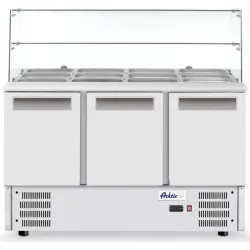 3-Door Refrigerated Worktop with Glass Top