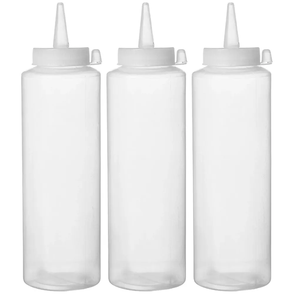 Transparent 700 ml Sauce Dispenser Bottles – Pack of 3