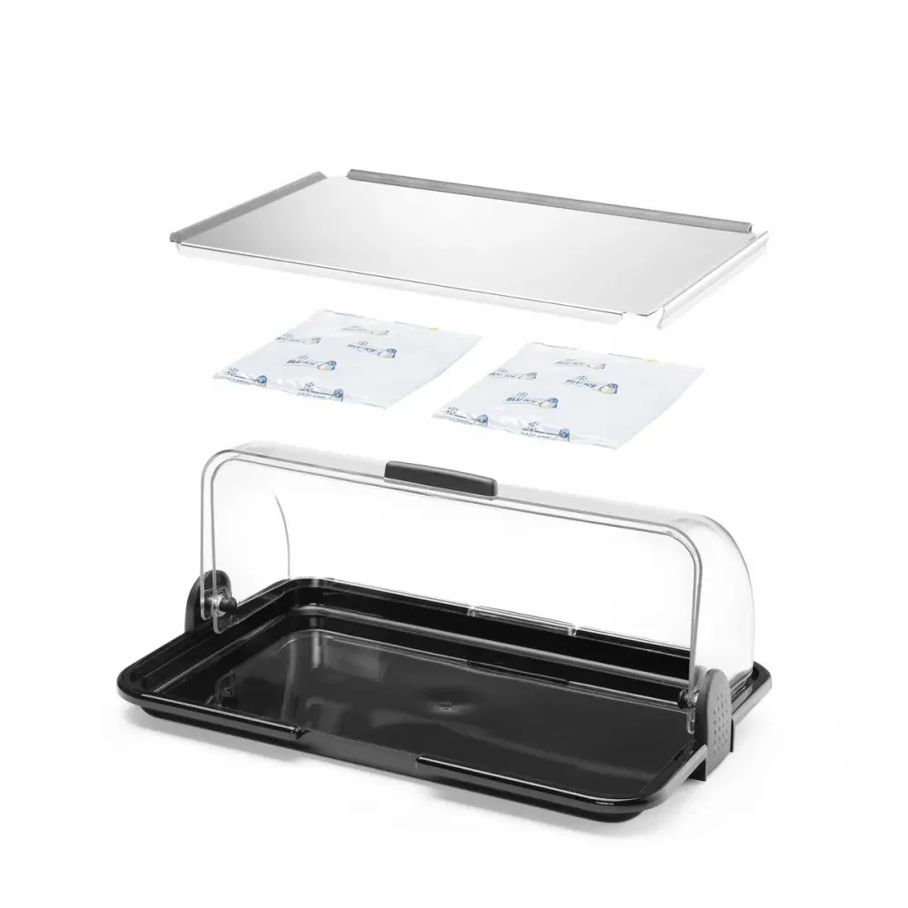 Small roll-top display cabinet with dual function