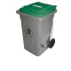 Mobile waste container with green lid, 120L