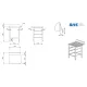 Novameta table to dishwasher with 3 basket guides for 700 mm racks