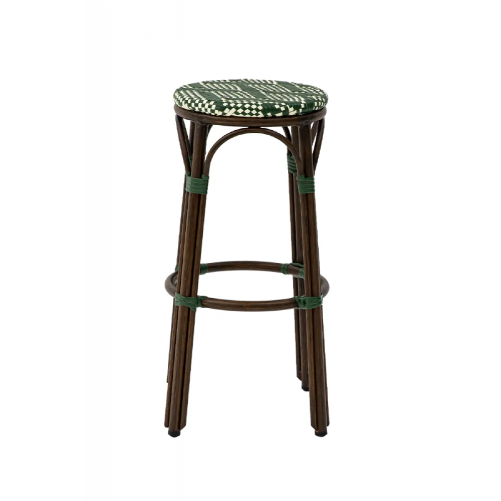 Hocker FRANCESCO 7040 in Green & White Technorattan