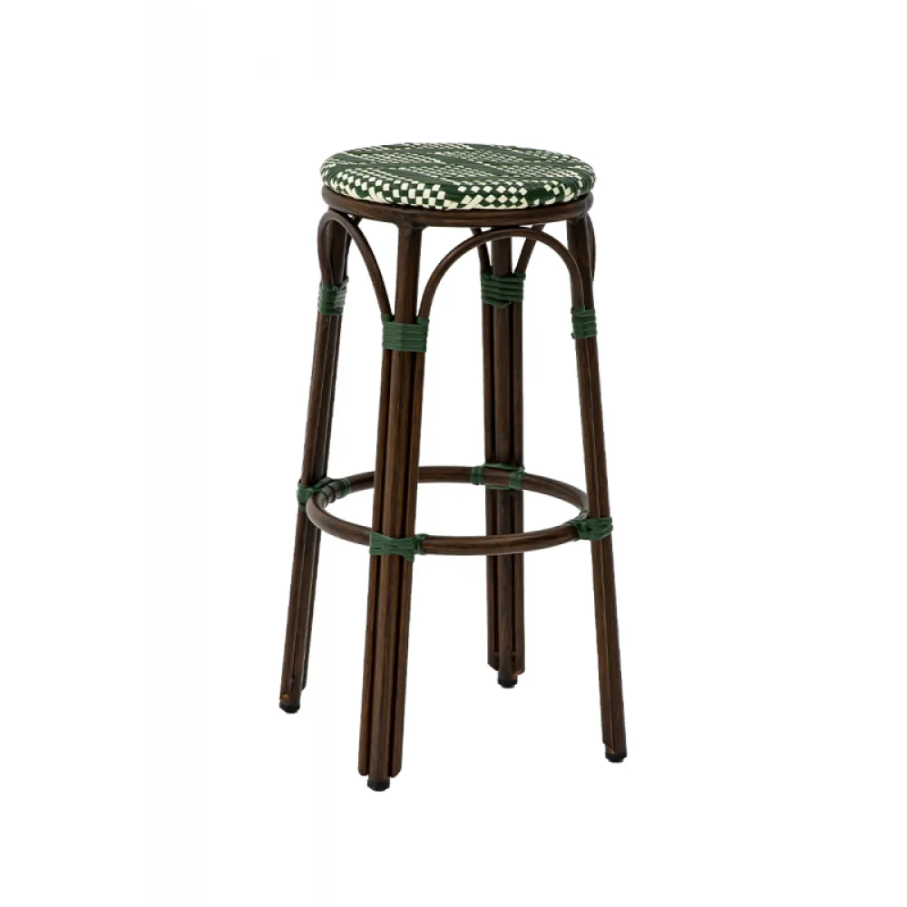 Hocker FRANCESCO 7040 in Green & White Technorattan