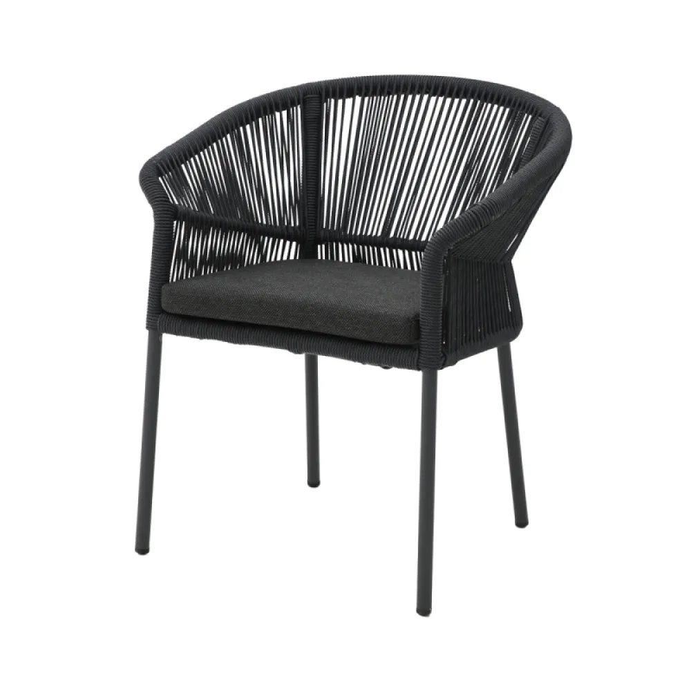 AUGUSTO 1616 Black Technorattan Chair with Cushion