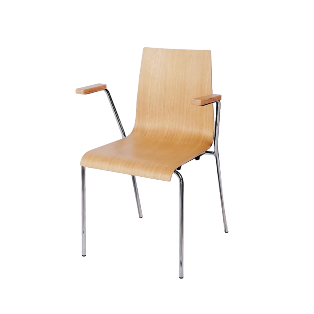 TEXAS 0390 Stackable Wooden Armrest Chair