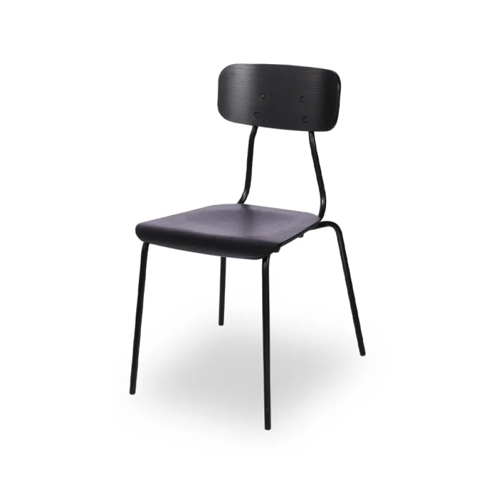 ARIZONA BL Stacking Chair in Black Steel and Oak