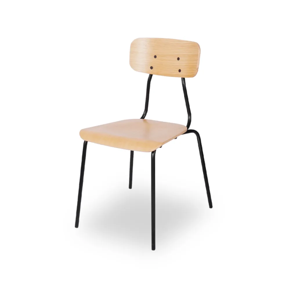 Arizona BL Natural Stacking Chair in Oak and Steel