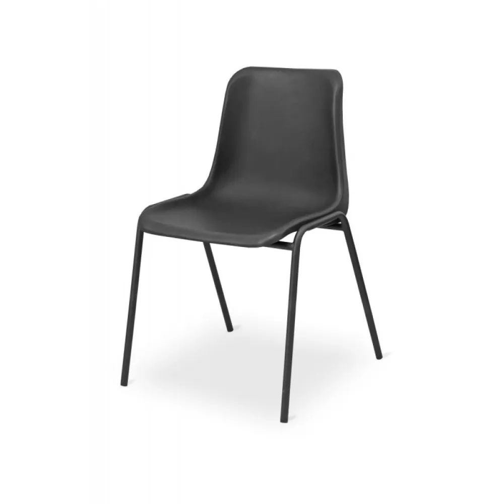 BHS.LV Chair MAXI BL – Stackable Black Steel & Polypropylene Chair