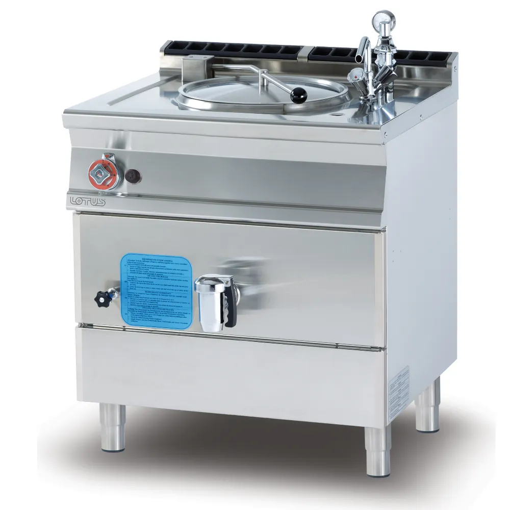 LOTUS Gas Boiling Kettle 50 L for Professional Kitchens, 15.5 kW