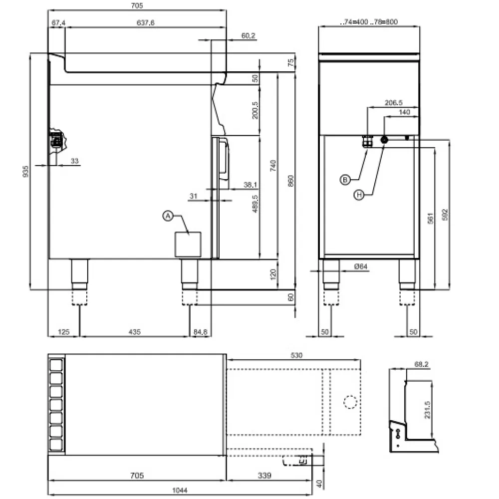 LOTUS Electric Fryer with Neutral Cabinet 45 L Touch Screen F45-78ETT