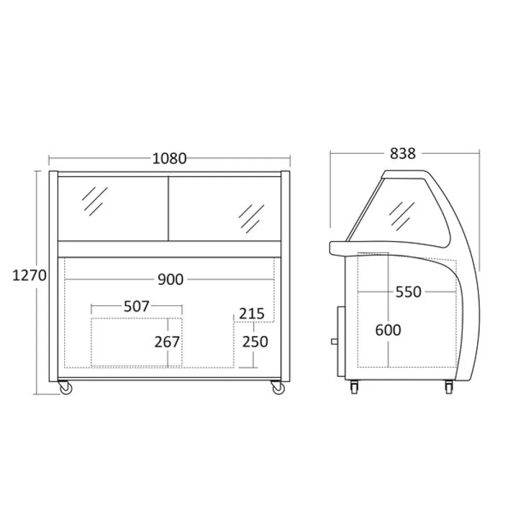 SCANDOMESTIC 300 Litre Ice Cream Display Freezer with Sliding Glass Cover, 1310 x 1210 x 1050 mm