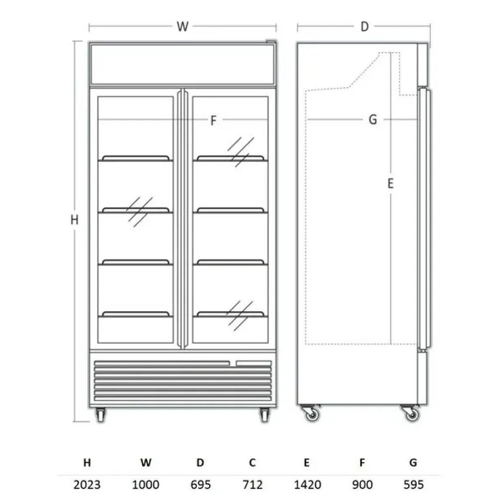 SCANDOMESTIC 776 Litre Refrigerator Display Cabinet DCC802BWD