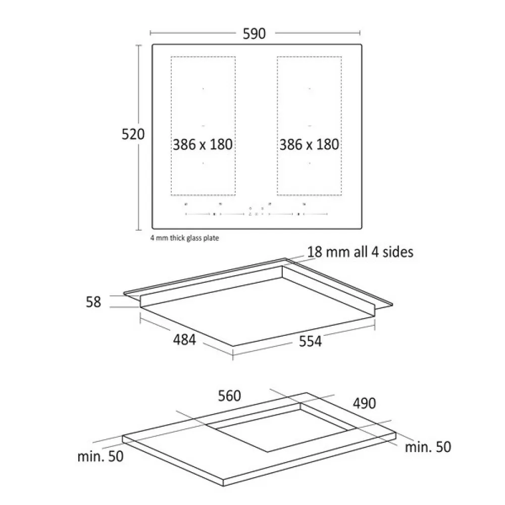 Scandomestic HOME 60 cm Induction Hob with Flex Zones