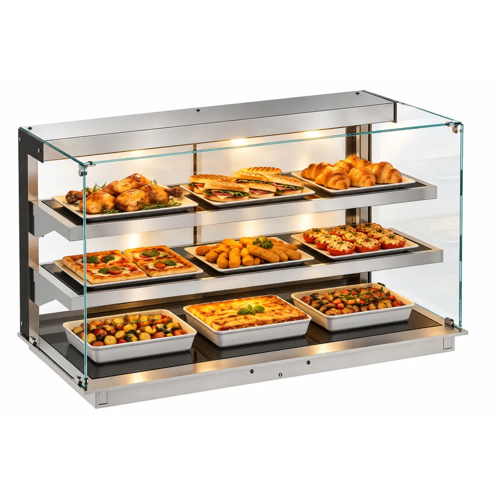 Heated Display Case with Sliding Doors 4 GN1/1 DDHVC7-S-3-4