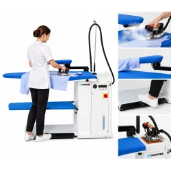 Sleeve ironing board with vacuum suction