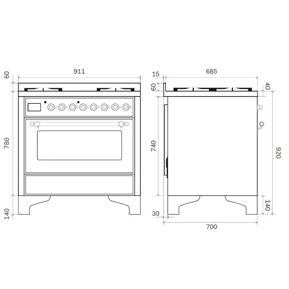 Range Cooker Majestic M09N 6 burners with fry top