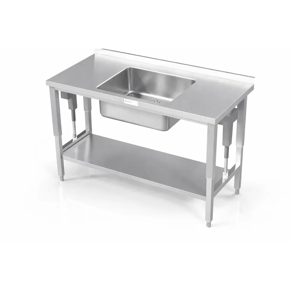 Metal table with adjustable height and sink 800