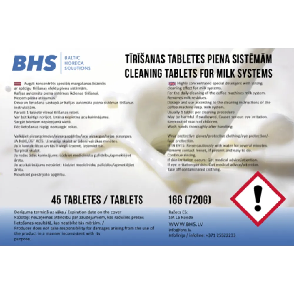 Coffee machine milk system cleaning tablet