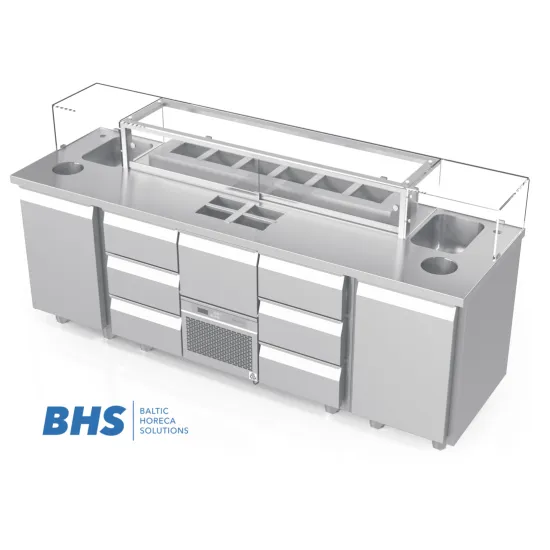 Work tables with drawers