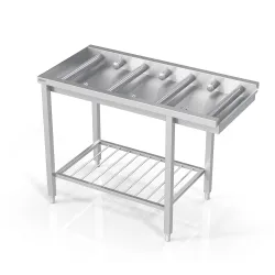 Table to dishwasher with long and short rolls and grid shelf 800